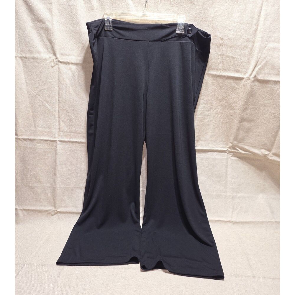 Cato Woman Black Wide Leg Knit Pants Plus Size 18/20W Trousers Comfort Stretch